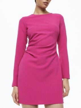 🇨🇦 H&M Pink Gathered Creped Dress (Plus size )